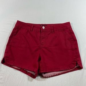 Signature Studio Denim Shorts High Rise Red Stretchy Size 14 Pockets jea…